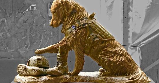 Une nouvelle sculpture rend hommage aux chiens militaires